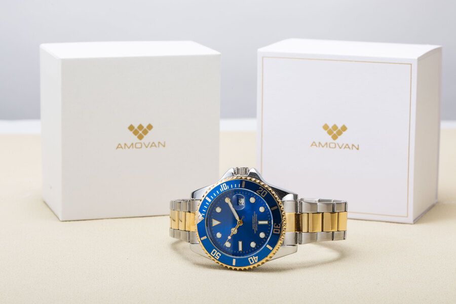 Amovan Men's 43mm Multifunction Sport Watch Quartz Stainless Steel Design - Blue Face