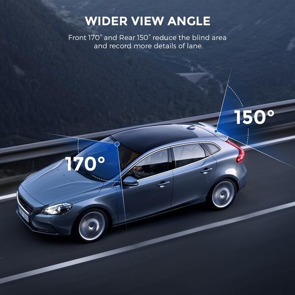 AZDOME 12" IPS Touch Screen Dash Cam with WiFi - Dual 1080P Cameras, GPS