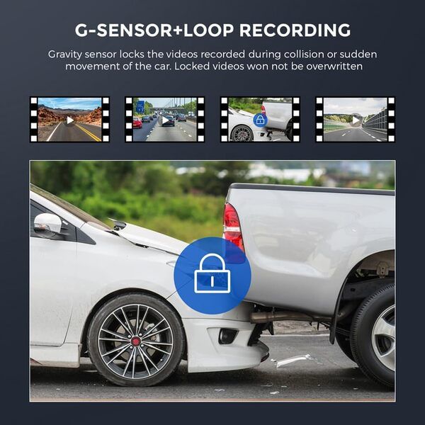 AZDOME 12" IPS Touch Screen Dash Cam with WiFi - Dual 1080P Cameras, GPS