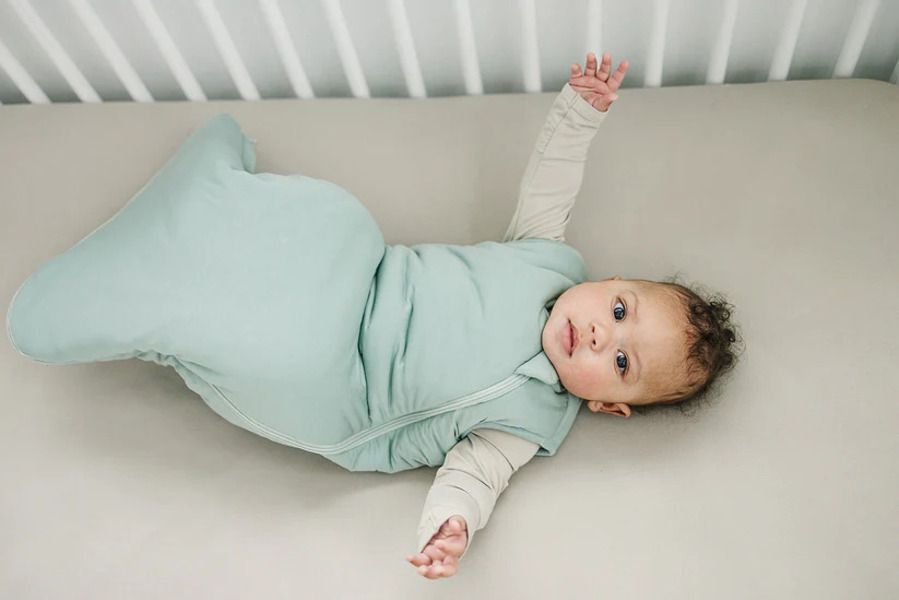 Lucky Sprout Organic Cotton Baby Swaddle Bag - Soft Sleeping Sack - Blue