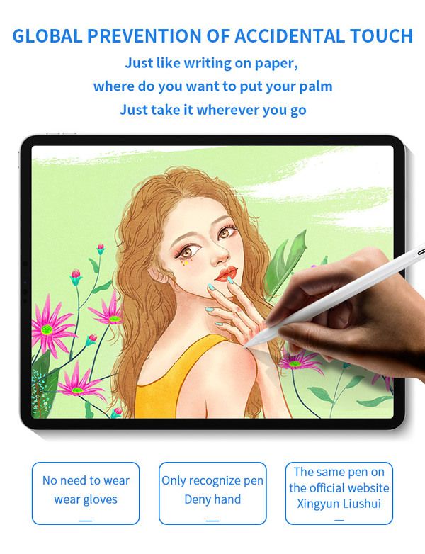 BASIX P6 Magnetic Tablet Stylus, Tilt Sensitivity, Type-C & 12H Battery