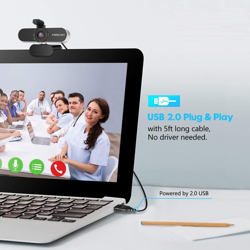 FOSCAM 1080P HD USB Streaming Web Cam for Conference, Gaming, Business