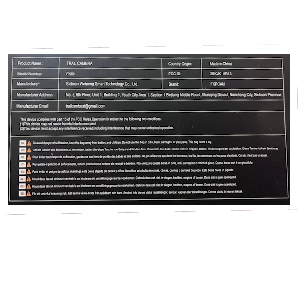 FKPCAM FK60 Trail Camera - 48MP Photos, 2K Video, 0.4s, 20m Night Vision