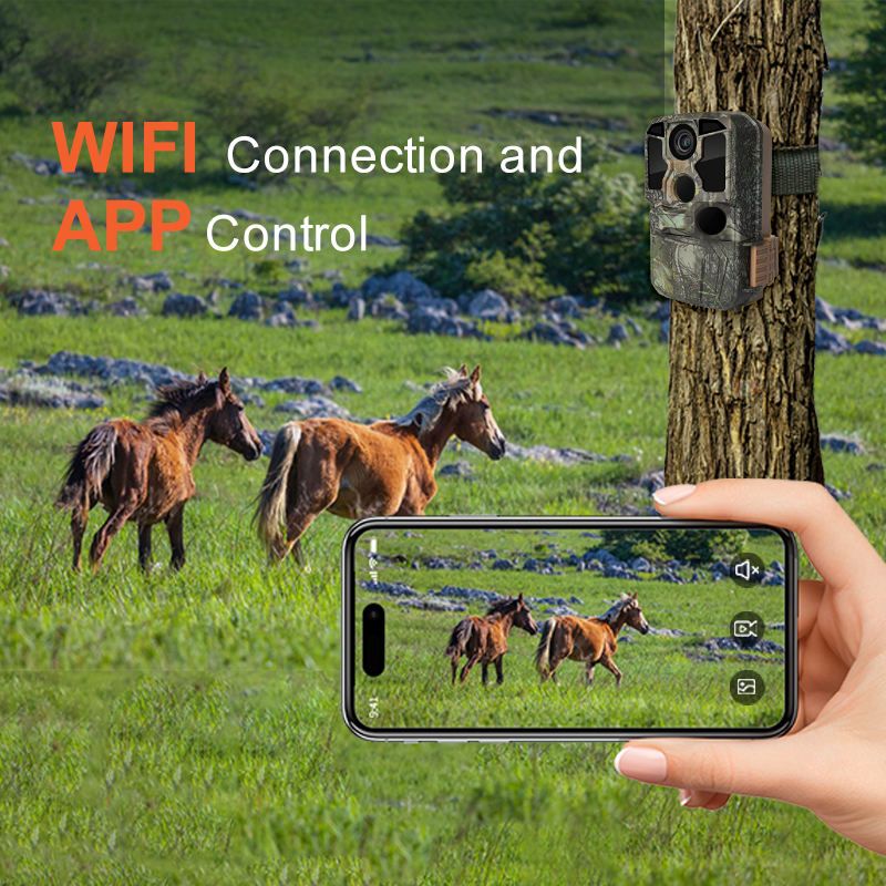 WiFi Trail Camera 4K 48MP Outdoor Night Vision, IP66 Waterproof Camo