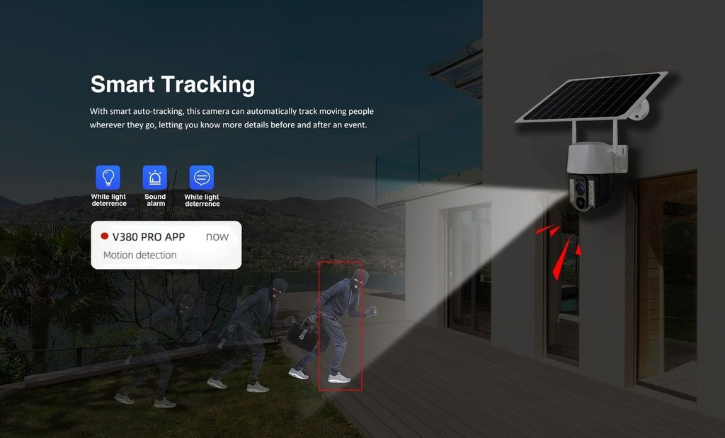 DIGISEE Solar PTZ Security Camera - 3MP HD, Dual Light, Full-Color NV