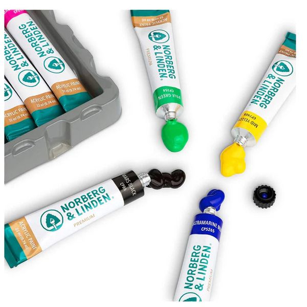 Norberg & Linden LG61 Acrylic Paint Set | 60 Tubes for Canvas & Crafts