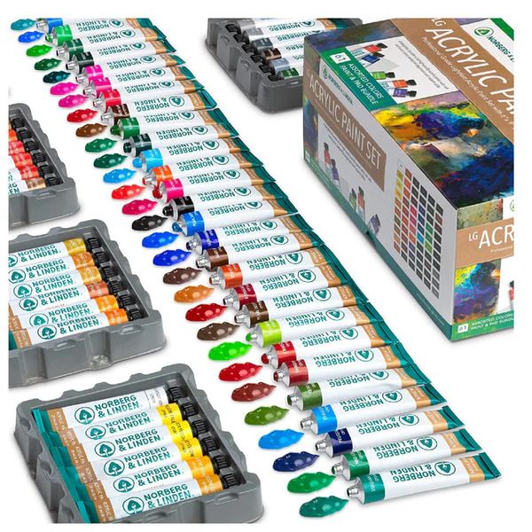 Norberg & Linden LG61 Acrylic Paint Set | 60 Tubes for Canvas & Crafts