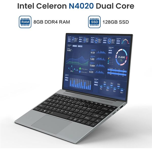 Xoppox 13.5 Inch Laptop - Intel N4020, 8GB RAM, 128GB SSD, Windows 10 Home