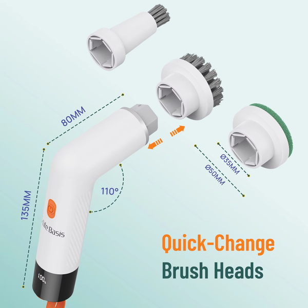 Life Basis USB 5-in-1 Electric Spin Scrubber - Cordless Cleaning Brush