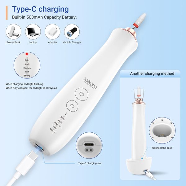 MLIKANG Cordless Nail Drill Machine - 35000RPM Professional Electric E-File