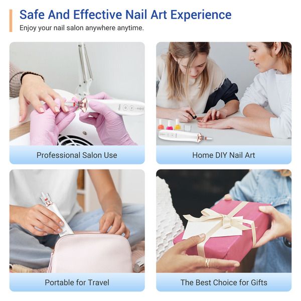 MLIKANG Cordless Nail Drill Machine - 35000RPM Professional Electric E-File