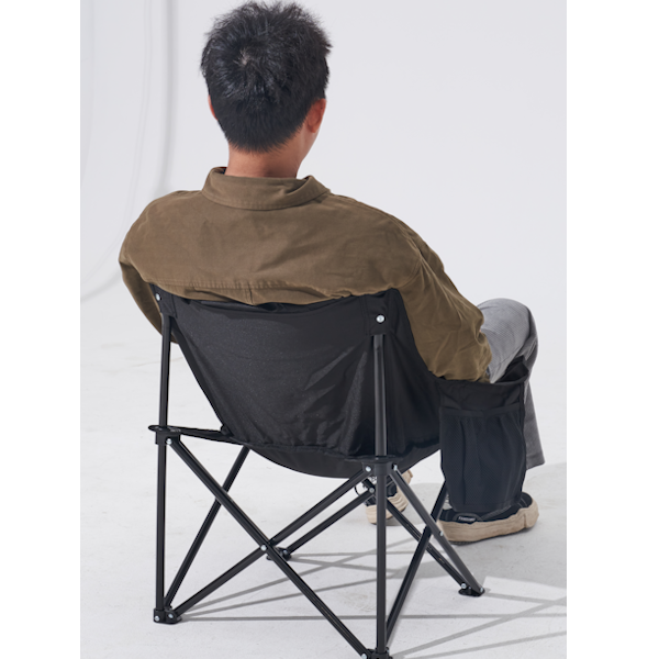 Mobi Garden Moon Chair - Compact Folding Camping Chair with Padded Seat - Black