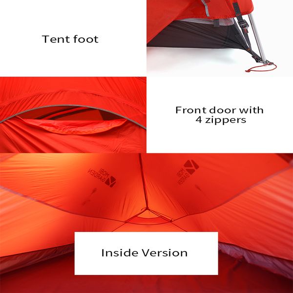 Mobi Garden Ultralight 1-Person Backpacking Tent - Waterproof & Windproof - Orange