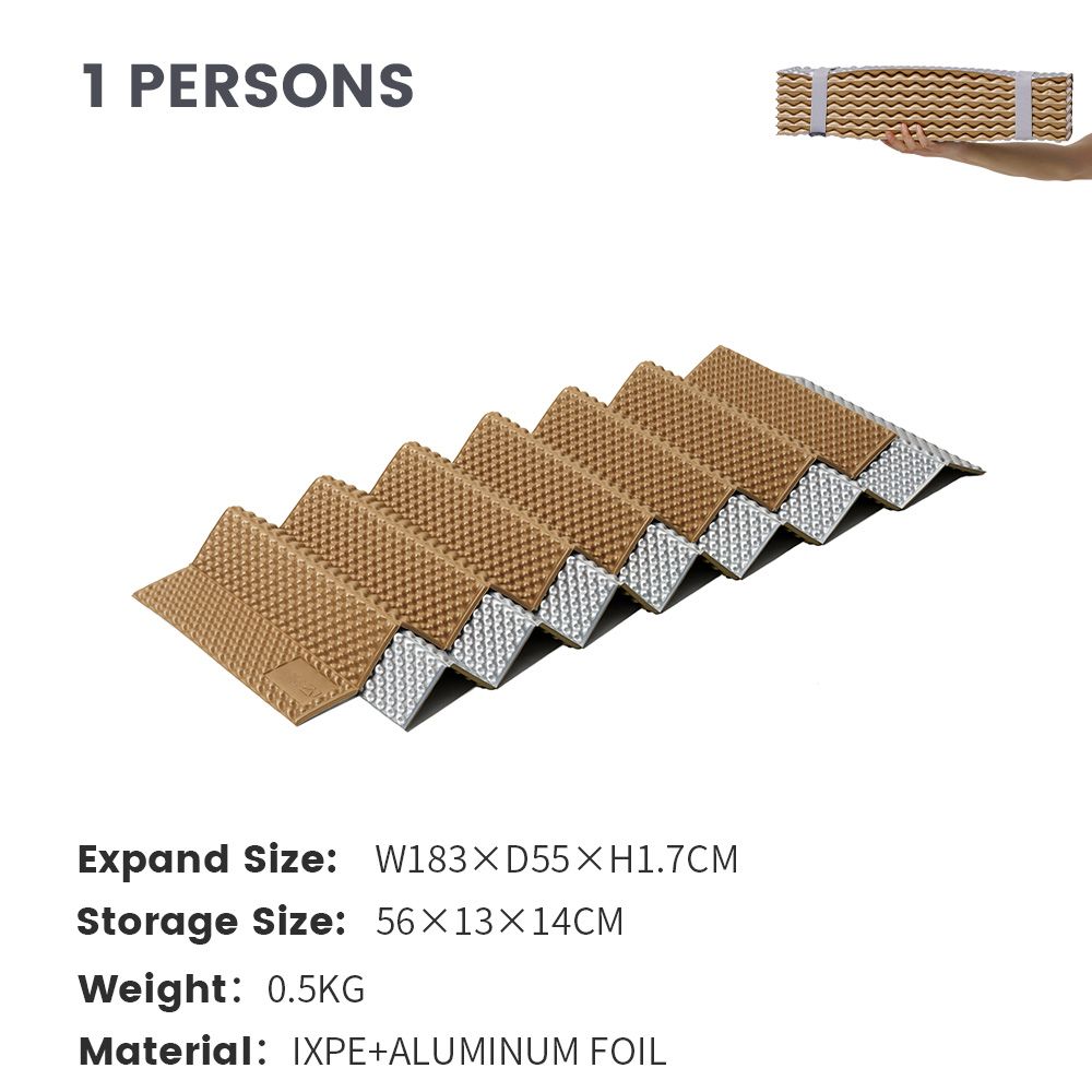 Mobi Garden Sleeping Mat -Insulated Foam Camping Pad , Foldable Lightweight - Khaki