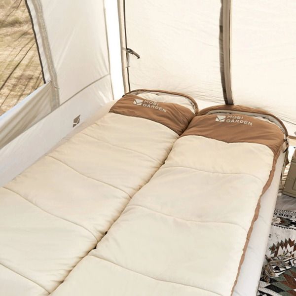 Mobi Garden Lightweight Envelope Camping Sleeping Bag for Adults - Beige - 1.8