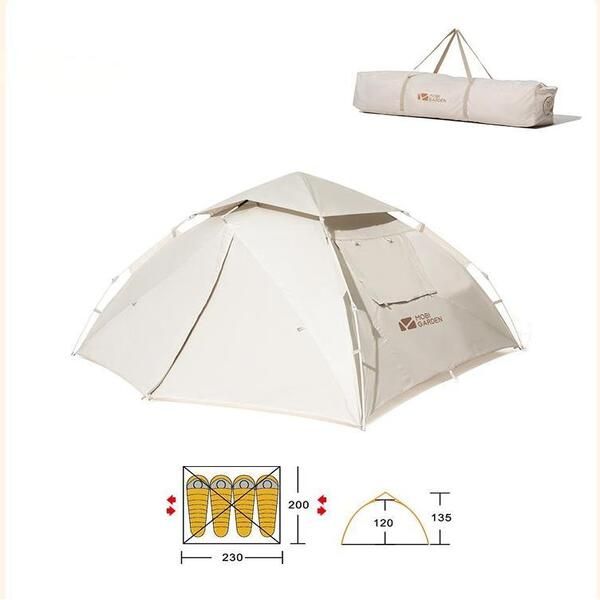 Mobi Garden Dome Camping Tent for 4 People, Waterproof, UV-Blocking Outdoor Off White