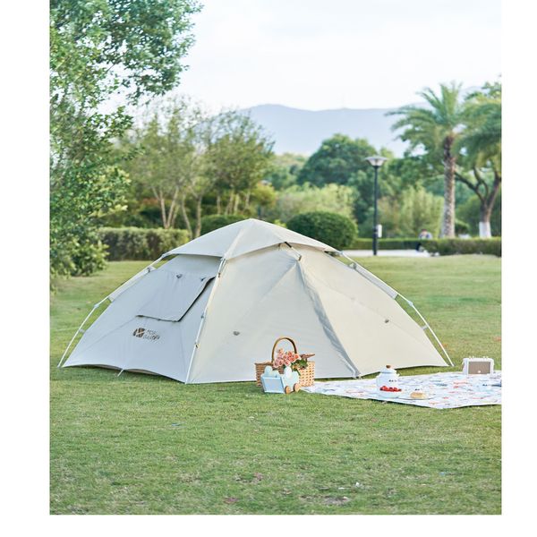 Mobi Garden Dome Camping Tent for 4 People, Waterproof, UV-Blocking Outdoor Off White