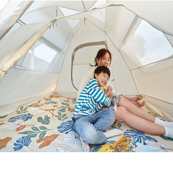 Mobi Garden Dome Camping Tent for 4 People, Waterproof, UV-Blocking Outdoor Off White