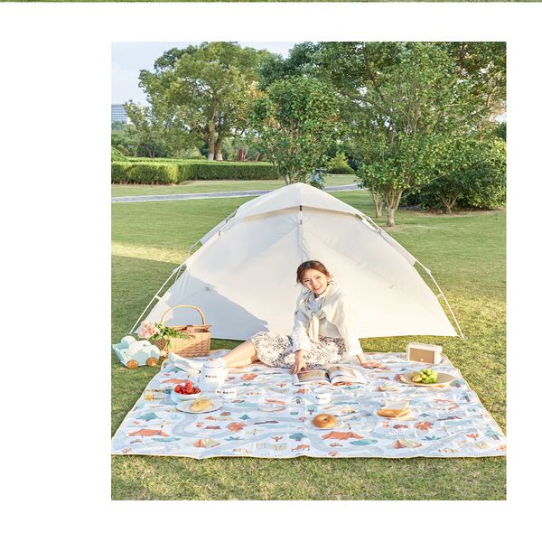 Mobi Garden Dome Camping Tent for 4 People, Waterproof, UV-Blocking Outdoor Off White