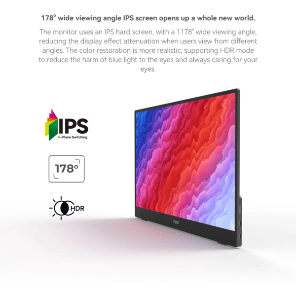 NPC Portable Monitor - Ultra-Thin 3mm Design, 100% Adobe RGB, 60Hz, FHD IPS