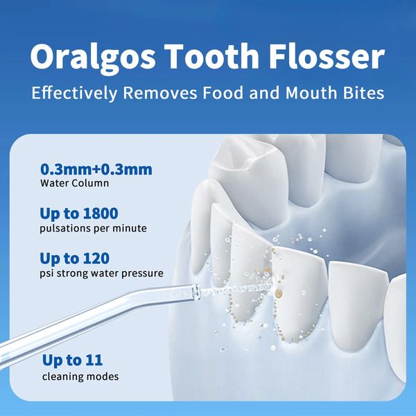 OralGos Cordless Water Flosser 11 Modes, 300ML Portable Dental Irrigator