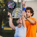 Ianoni Padel Racket -Carbon Fiber Surface With Eva Memory Flex Foam Racquet - Black Purple