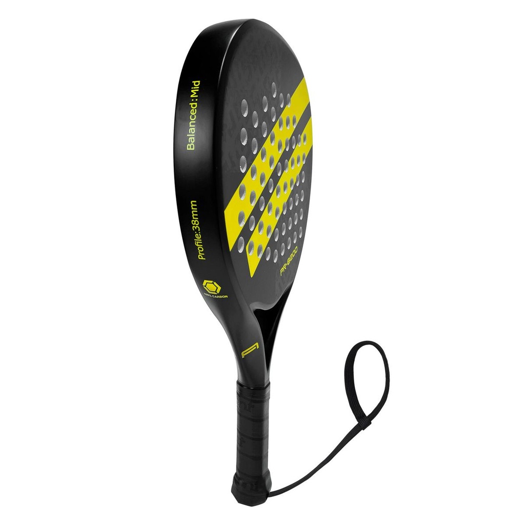 Ianoni Padel Racket -Carbon Fiber Surface With Eva Memory Flex Foam Racquet - Black Yellow
