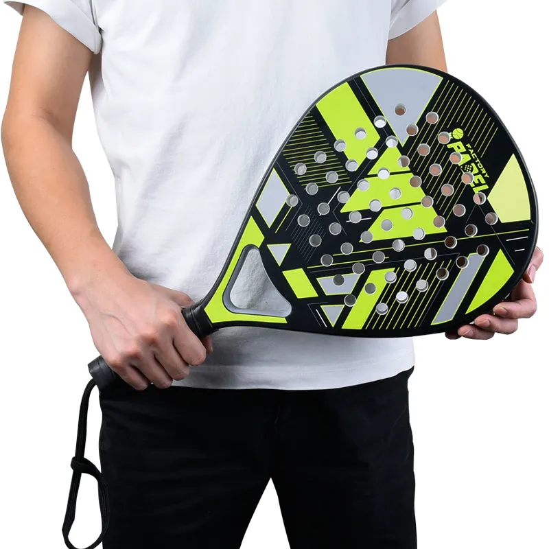 Whizz Padel Carbon Fibre Factory Padel Racket Bat - Green-Black