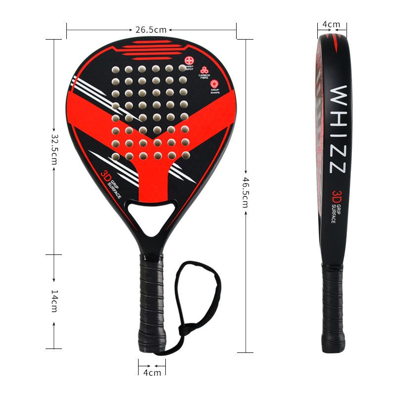 Whizz Padel Carbon Fibre Factory Padel Racket Bat - Red