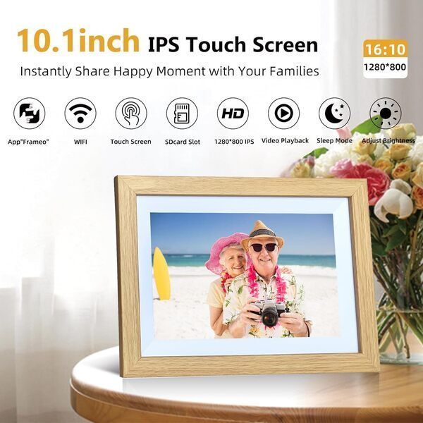 D.vice 15.6" Smart WiFi Digital Photo Frame 32GB Touchscreen - White Oak