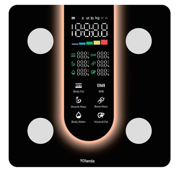 Yolanda Bluetooth Smart Body Fat Scale with LED Display and App Control  