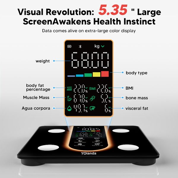 Yolanda Bluetooth Smart Body Fat Scale with LED Display and App Control  