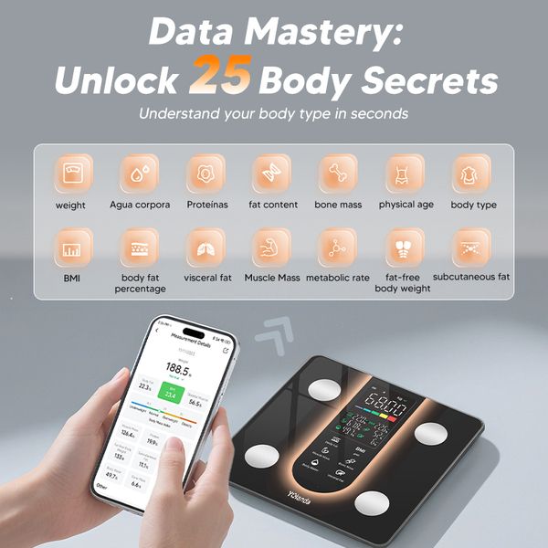 Yolanda Bluetooth Smart Body Fat Scale with LED Display and App Control  