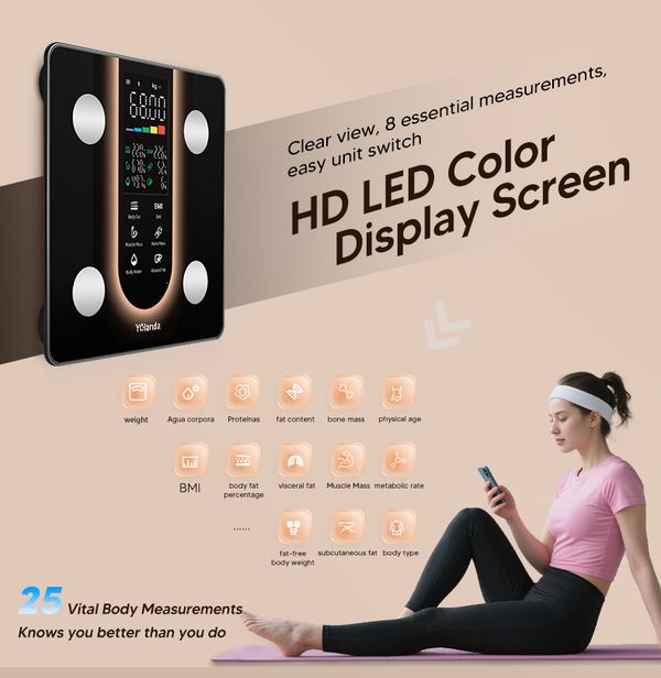 Yolanda Bluetooth Smart Body Fat Scale with LED Display and App Control  