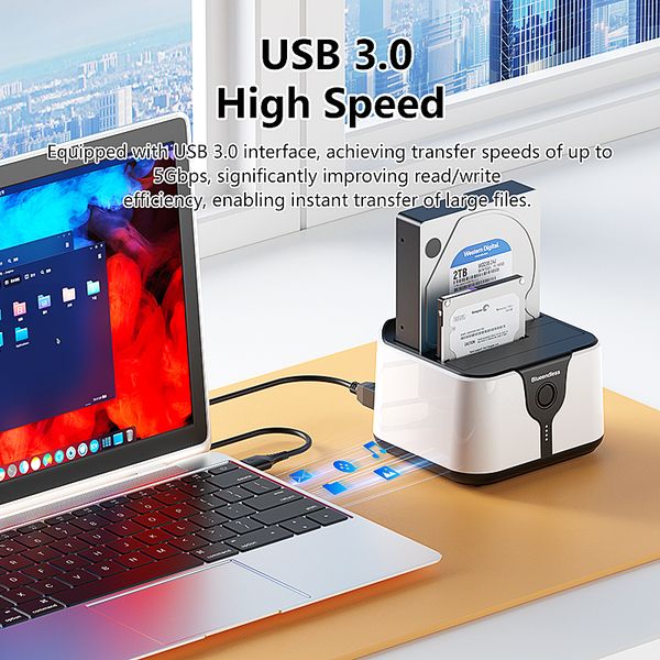 Blueendless USB 3.0 to Dual 2.5"/3.5" SATA HDD/SSD Docking Station 