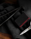 Dodensha (DDS) Pop-Up Aluminum RFID Trifold Leather Slim Wallet - Black, Red