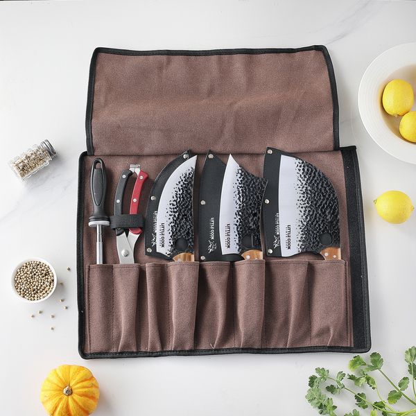 Little Cook 9-Piece Butcher Knife Set with Cleaver Sheaths and Bag