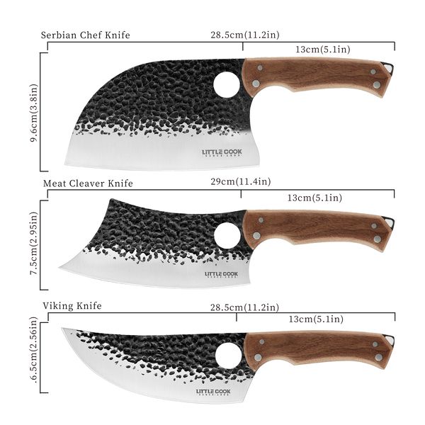 Little Cook 9-Piece Butcher Knife Set with Cleaver Sheaths and Bag