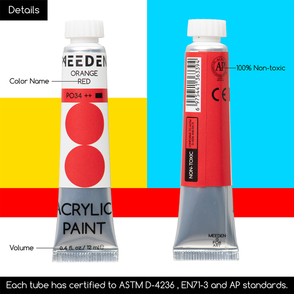 MEEDEN 100-Color Acrylic Paint Set -12ml Artist Tubes for Creative Painting