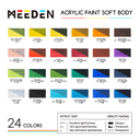 MEEDEN 24-Color Soft Body Acrylic Paint Set - 60ml Artist Squeeze Bottles