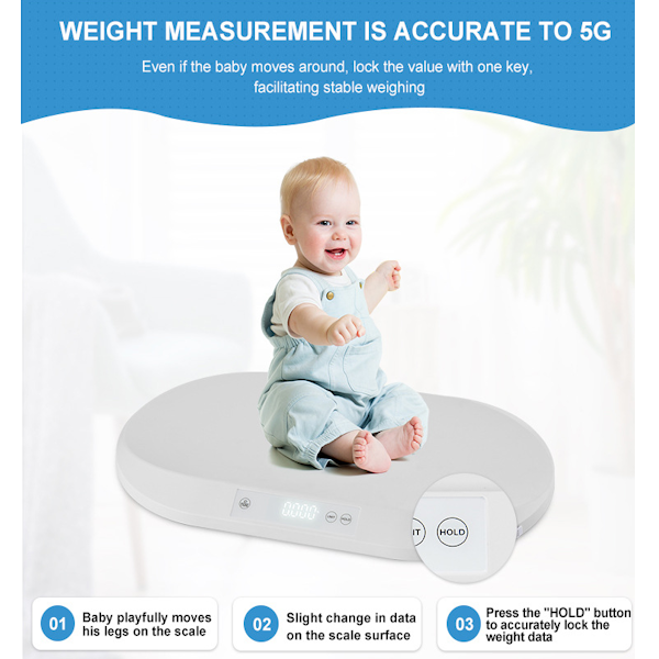 LANNX Digital Baby Scale with Measuring Tape Tare and Lock Function, 40kg Cap