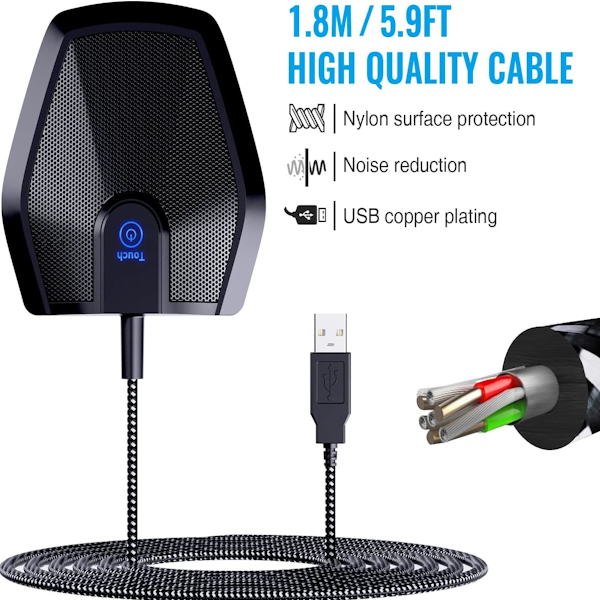 TONOR G11 Conference USB Microphone, Omnidirectional Condenser PC Mic Mac OS