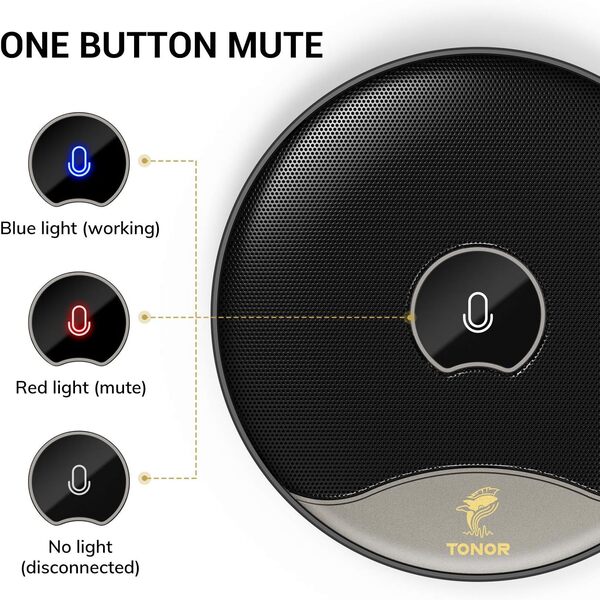 TONOR TM20 USB Conference Microphone with 360 Pickup & Mute Button