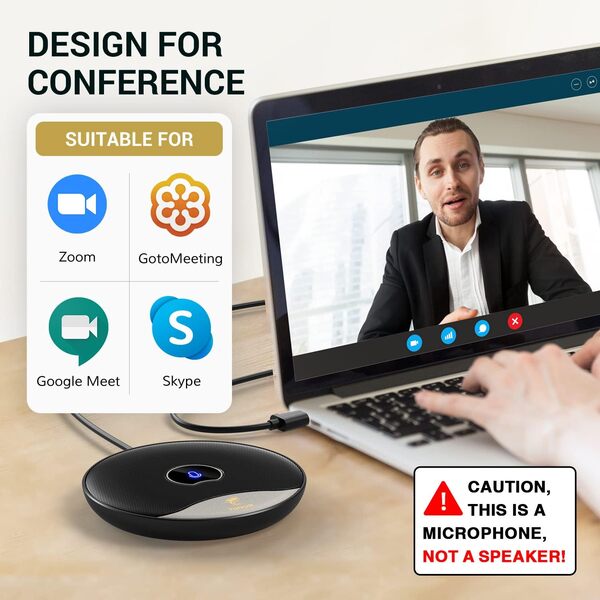 TONOR TM20 USB Conference Microphone with 360 Pickup & Mute Button