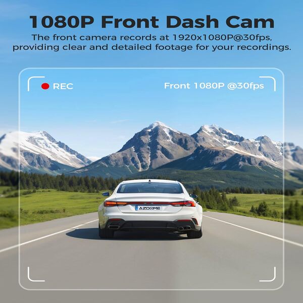 AZDOME M200 Mini Dash Cam 1080P Front Hidden Windshield Mount, 24H Parking Mode