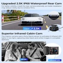 AZDOME M550 Max 3Channel Dash Cam 4K Front + 2.5K Rear + 1080P Cabin Camera