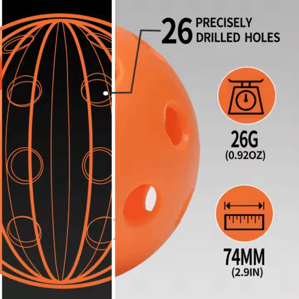 IANONI Pickleball Balls - Quality Pickle Balls for Pickle, Padel, and More - Orange 12 pack (12x6729)