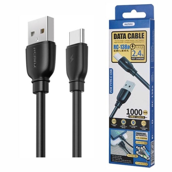 CABLE REMAX/HOCO TYPE-C 1M RC-138 BLK 