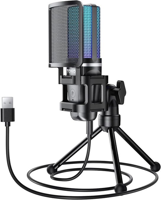 TONOR RGB Gaming USB Condenser Microphone Kit with Mute & Gain Control