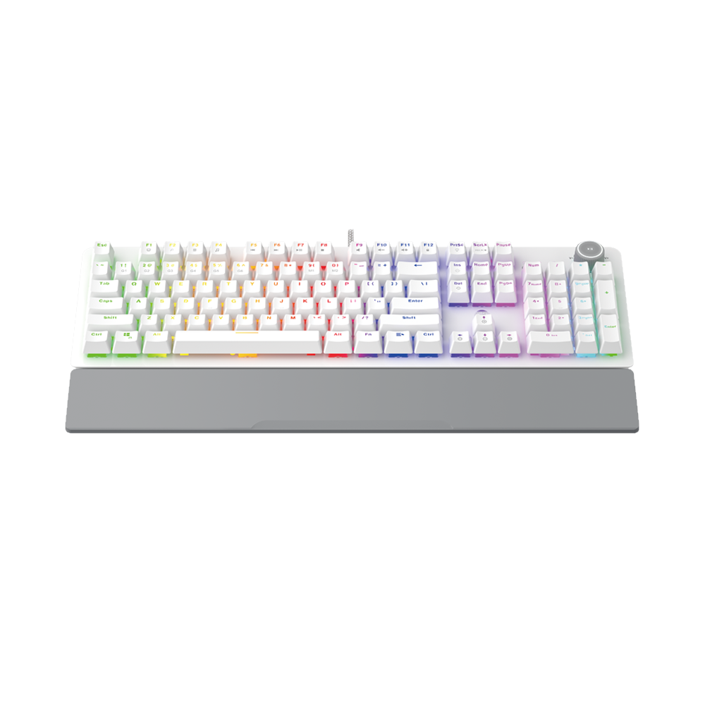 XX Fantech Mechanical Gaming Keyboard 104 Keys, Anti-Ghosting, RGB Backlight - White